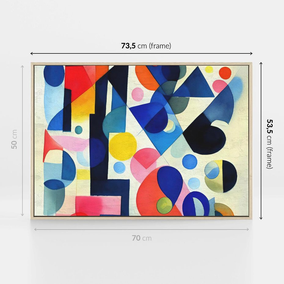 Obraz w ramie 70x50 - Księga Akwarelowych Przeniknięć - abstrakcyjny obraz, różne kolorowe kształty - rama drewno