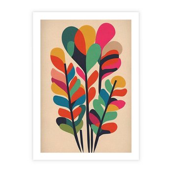 Plakat bez ramy 21x30 - Symfonia Wzrokowych Impresji - abstrakcyjny kolorowy tęczowy obraz, inspiracje roślinne