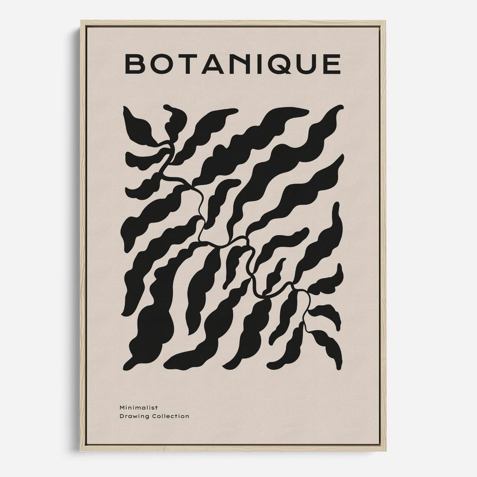 Obraz w ramie 70x100 - Księga Odbić - abstrakcyjne liśćie, roślinne motywy - rama drewno