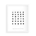 Plakat w ramie 40x50 - Boho Sztuka Wolości - minimalistyczny plakat, czarne kropki na białymtle - rama biała