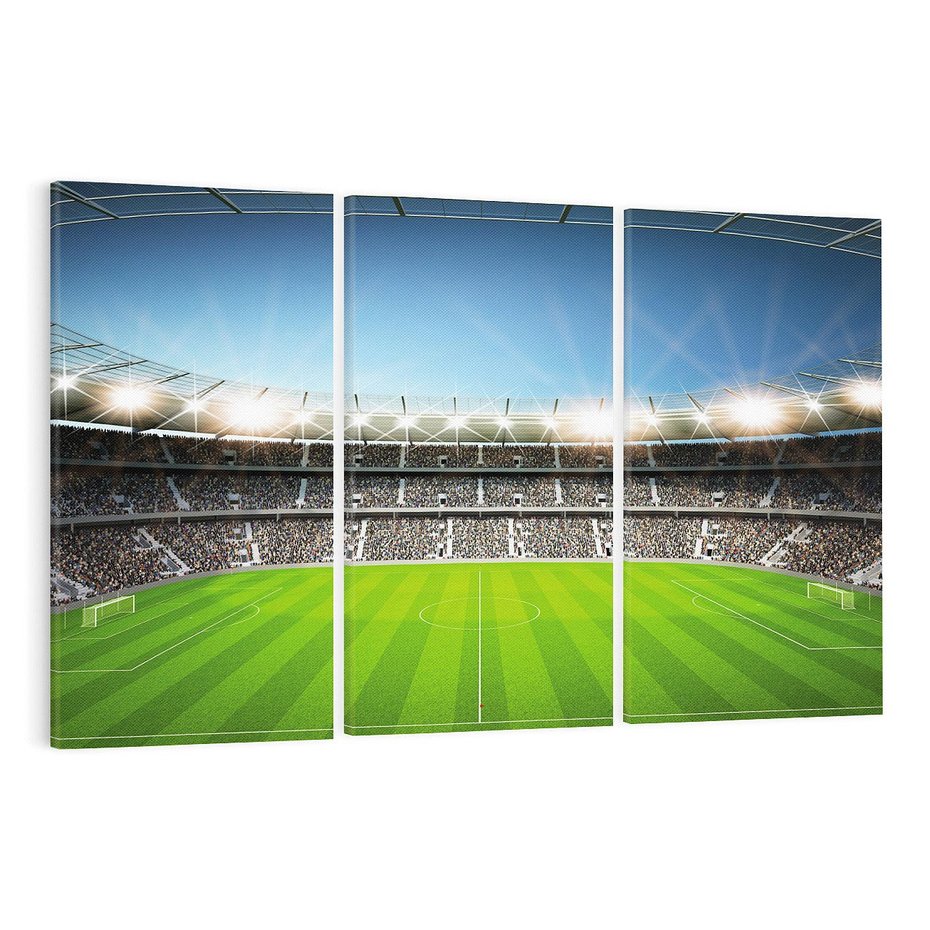 Obraz na płótnie 120x80 - Magia Piłkarskiego Stadionu: Sport i Emocje - stadion, piłka