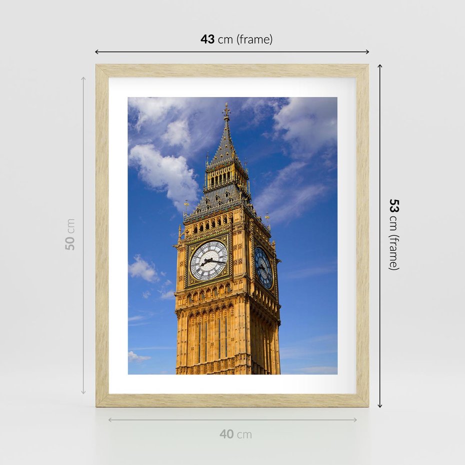 Plakat w ramie 40x50 - Czasowy Symbol - zegar, Big Ben - rama drewno