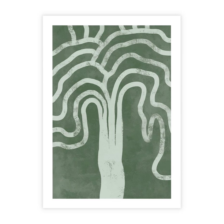 Plakat bez ramy 30x40 - Inspirujące Zawiłości Zieleni - abstrakcyjny kształt, zielony plakat