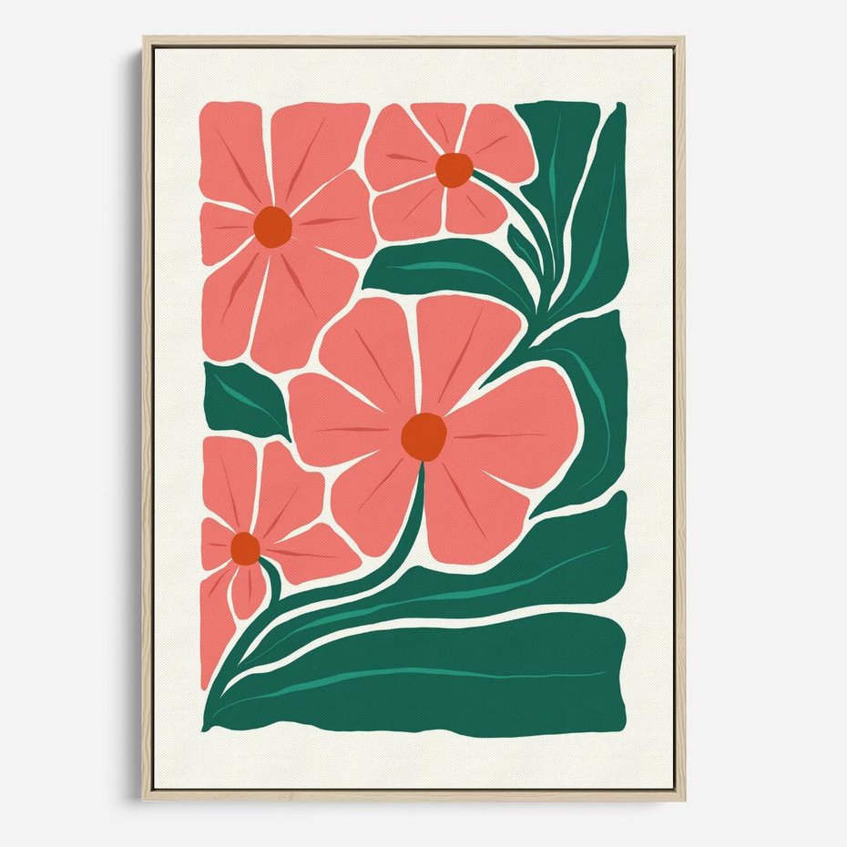 Obraz w ramie 80x120 - Energiczne Opowieści - kwiaty, sztuka nowoczesna - rama drewno