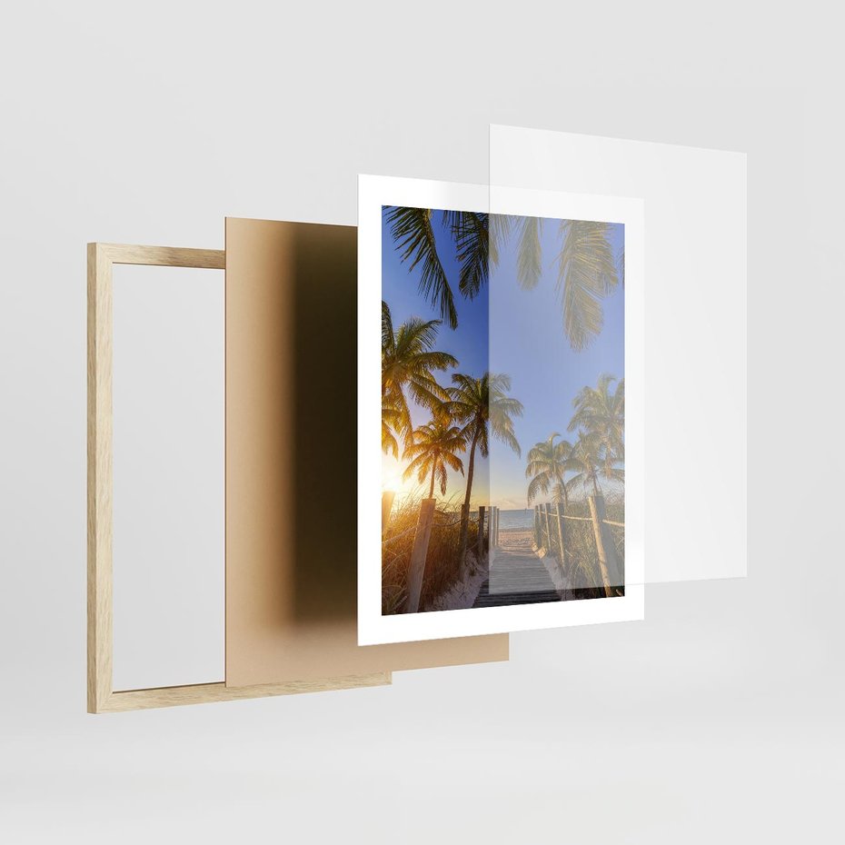 Plakat w ramie 40x50 - Rajskie palmy w tropikalnym raju - palmy, tropiki - rama drewno