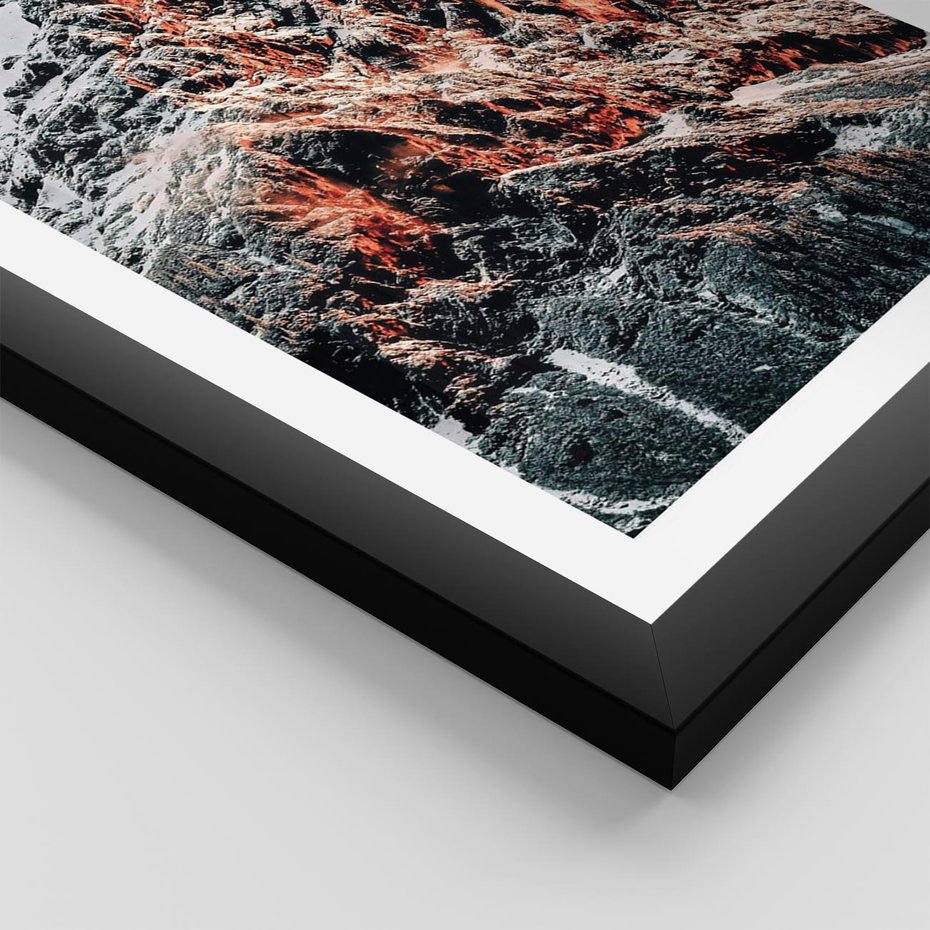 Plakat w ramie 30x40 - Zima na Szczycie - góry, zima - rama czarna