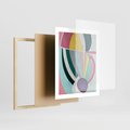 Plakat w ramie 40x50 - Podróżne Echa Przestrzeni - abstrakcyjne dziwne kształty, olejny obraz - rama drewno