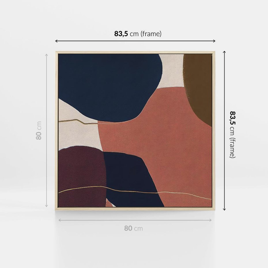 Obraz w ramie 80x80 - Abstrakt Marsala - nieregularne plamy, kształty - rama drewno
