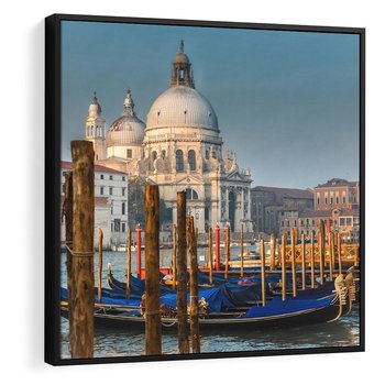 Obraz w ramie 50x50 - Urok Wenecji - fotografia, przystań w Wenecji - rama czarna