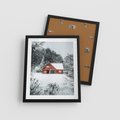 Plakat w ramie 40x50 - Domek w Górach Pokryty Śniegiem - domek w górach, śnieg - rama czarna