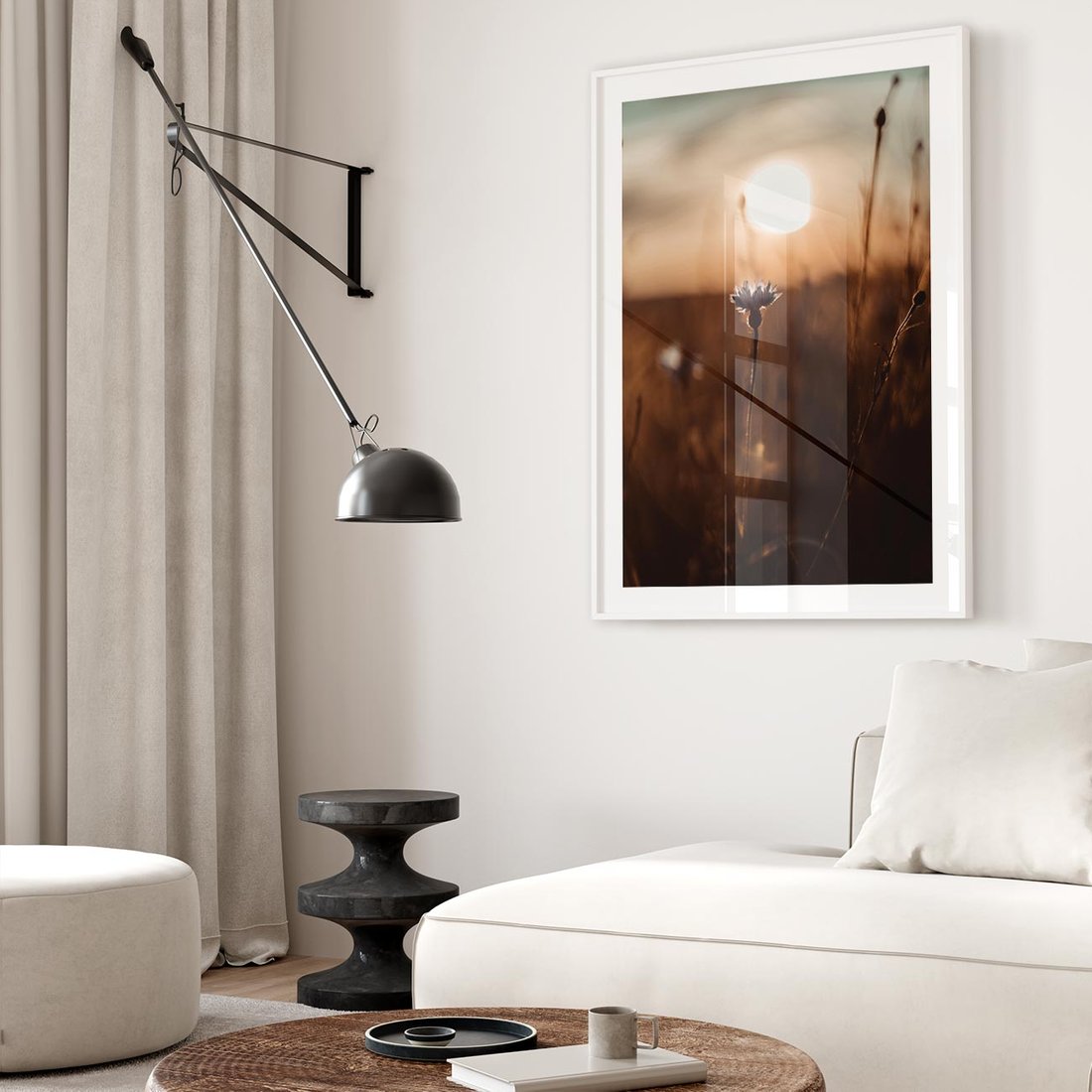 Plakat bez ramy 50x70 - Spokój łąki pod zachodem słońca - zachód, słońca