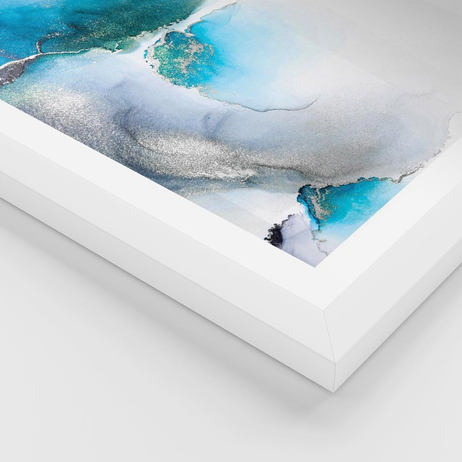 Plakat w ramie 40x50 - Elegancja Marmuru - marmur, błękit - rama biała