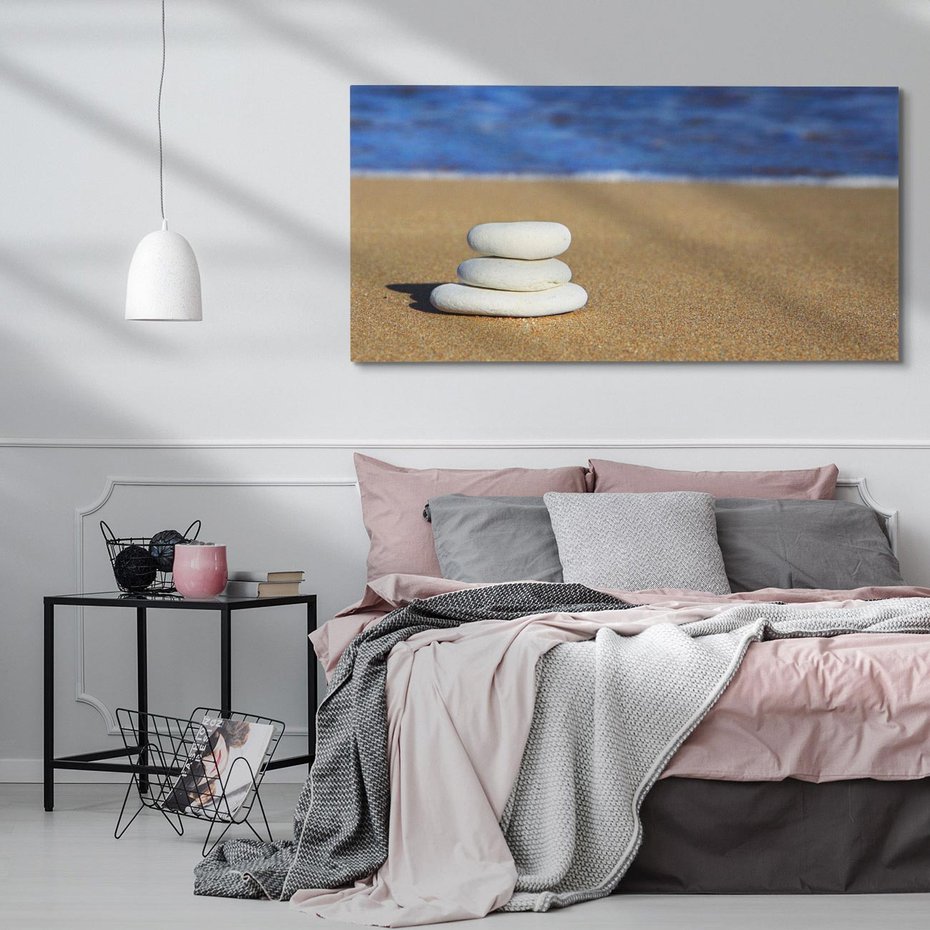 Obraz na płótnie 140x70 - Kamienie na plaży nad morzem - kamienie, plaża