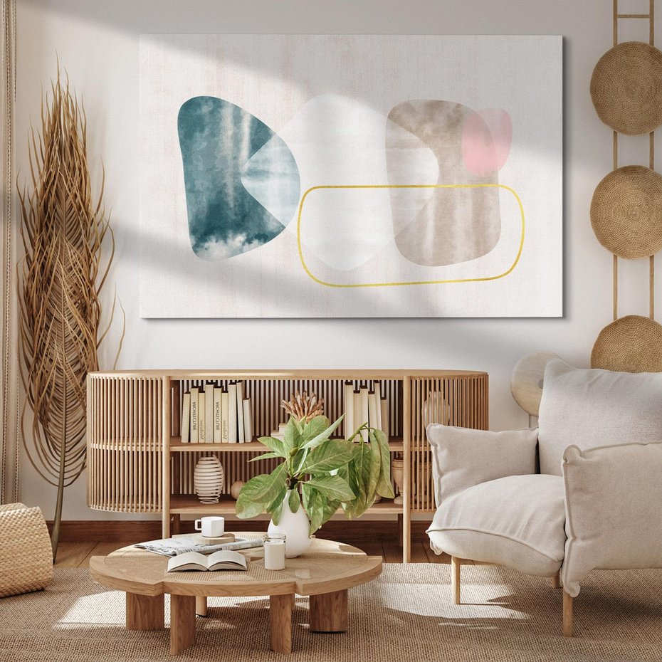 Obraz na płótnie 100x70 - Minimalistyczne Plamy Farby - pastelowe geometryczne plamy, akwarela