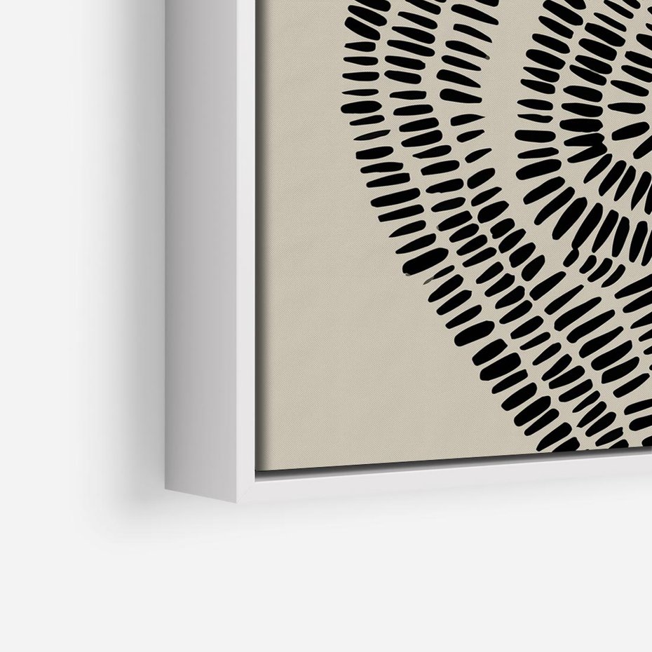 Obraz w ramie 50x50 - Nowoczesne Spektrum Wyobraźni - boho plakat, czarne kropki kreski - rama biała