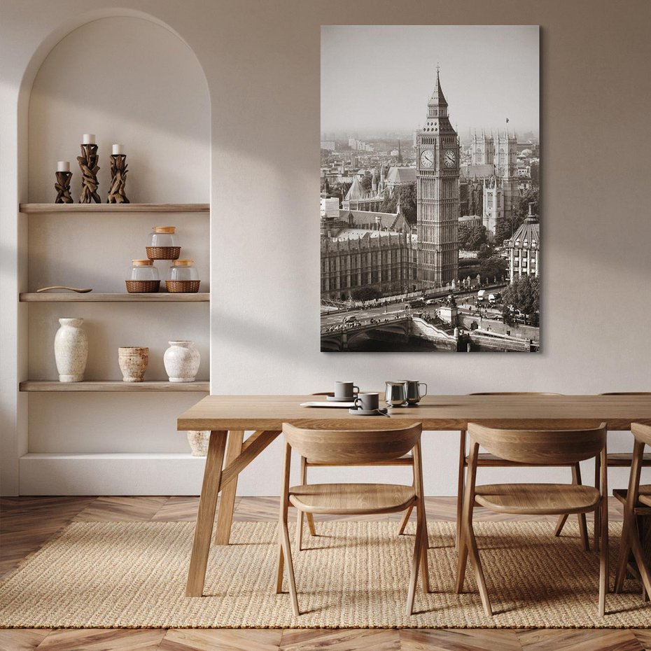 Obraz na płótnie 80x120 - Magiczna esencja Londynu: Big Ben i miasto - Big Ben, Londyn