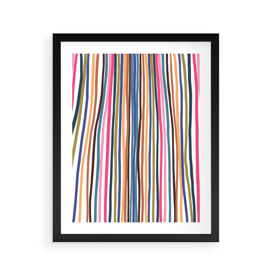 Plakat w ramie 40x50 - Energetyczne Nurtujące - kolorowe wzory, tęczowe żywe kolory - rama czarna