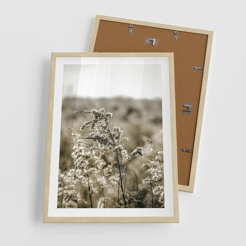 Plakat w ramie 50x70 - Pampas i Bocho - suche trawy, bocho - rama drewno