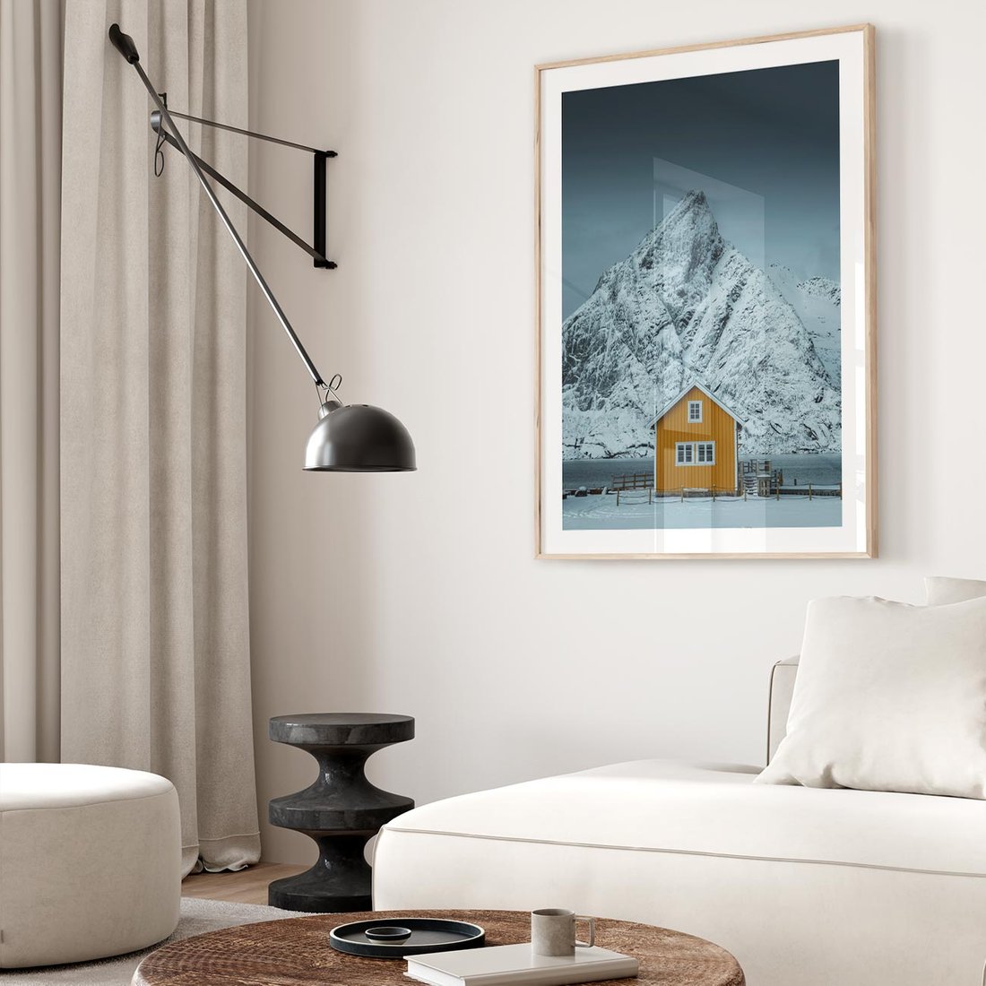 Plakat w ramie 50x70 - Urok Norweskich Domków - Skandynawia, Norwegia - rama drewno