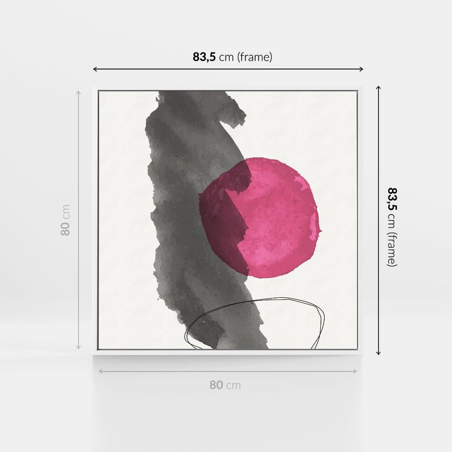 Obraz w ramie 80x80 - Bezczasowe Rytmy - abstrakcyjne nieregularne plamy, czarny - rama biała