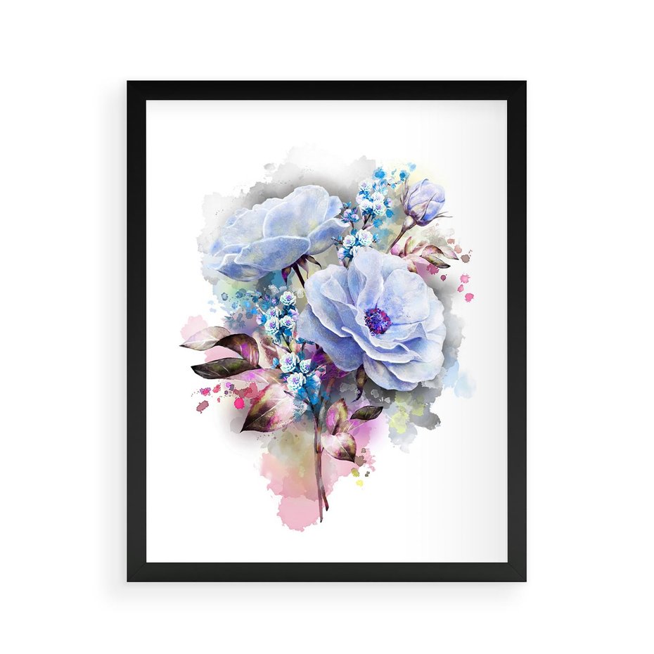 Plakat w ramie 40x50 - Kolorowa Ekspresja - kwiaty, graficzne - rama czarna