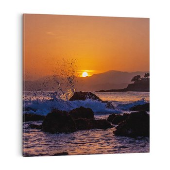 Obraz na płótnie 50x50 - Morze, fale i skały - morze, fale