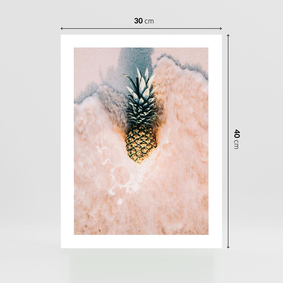 Plakat bez ramy 30x40 - Egzotyczna Plaża - ananas, na plaży