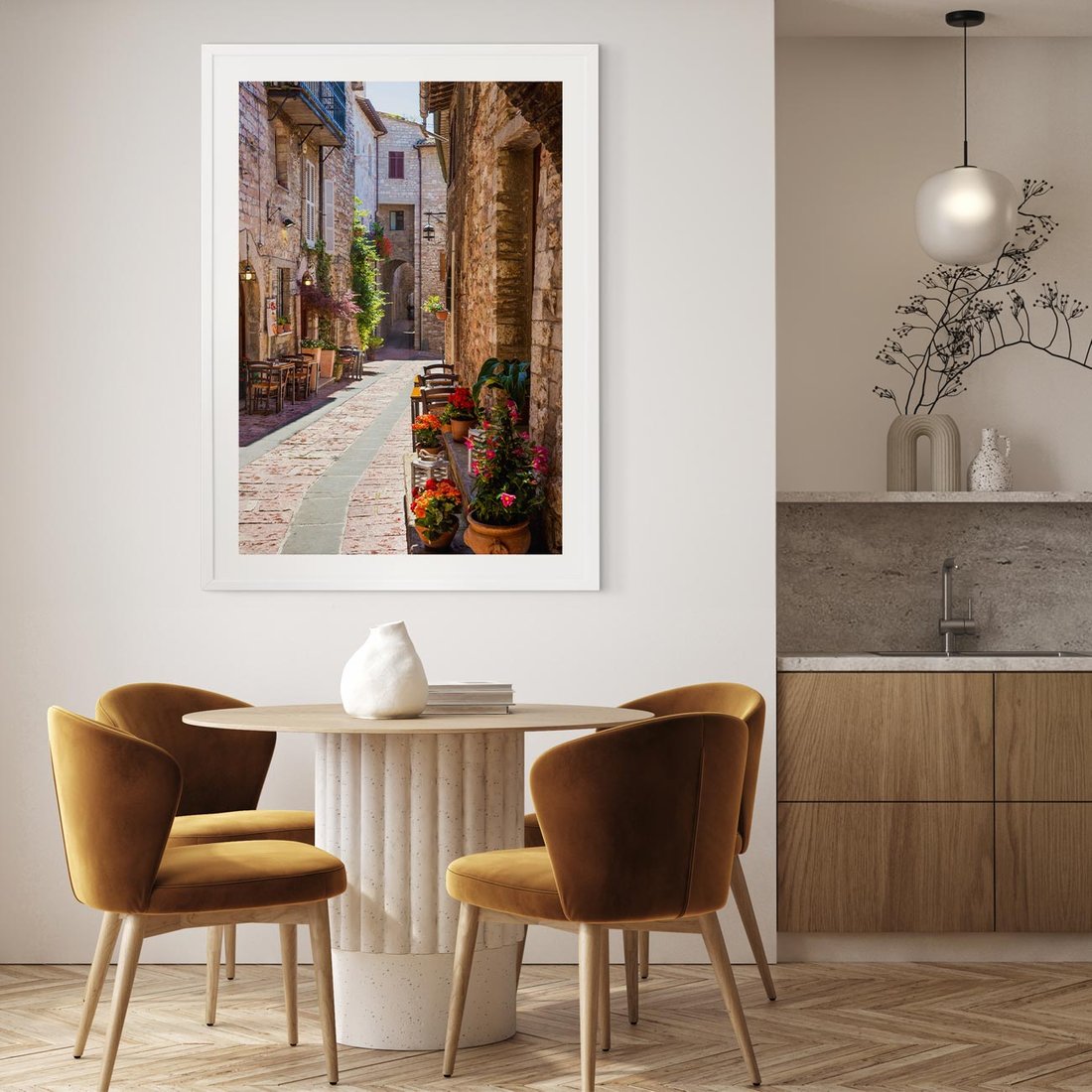 Plakat bez ramy 40x50 - Malownicze Zakątki Miasta - uliczka, perspektywa