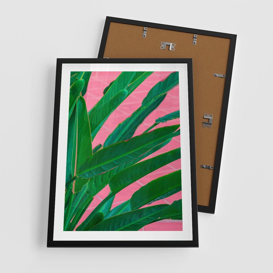 Plakat w ramie 50x70 - Odezwij się do przeszłości - liście, retro - rama czarna