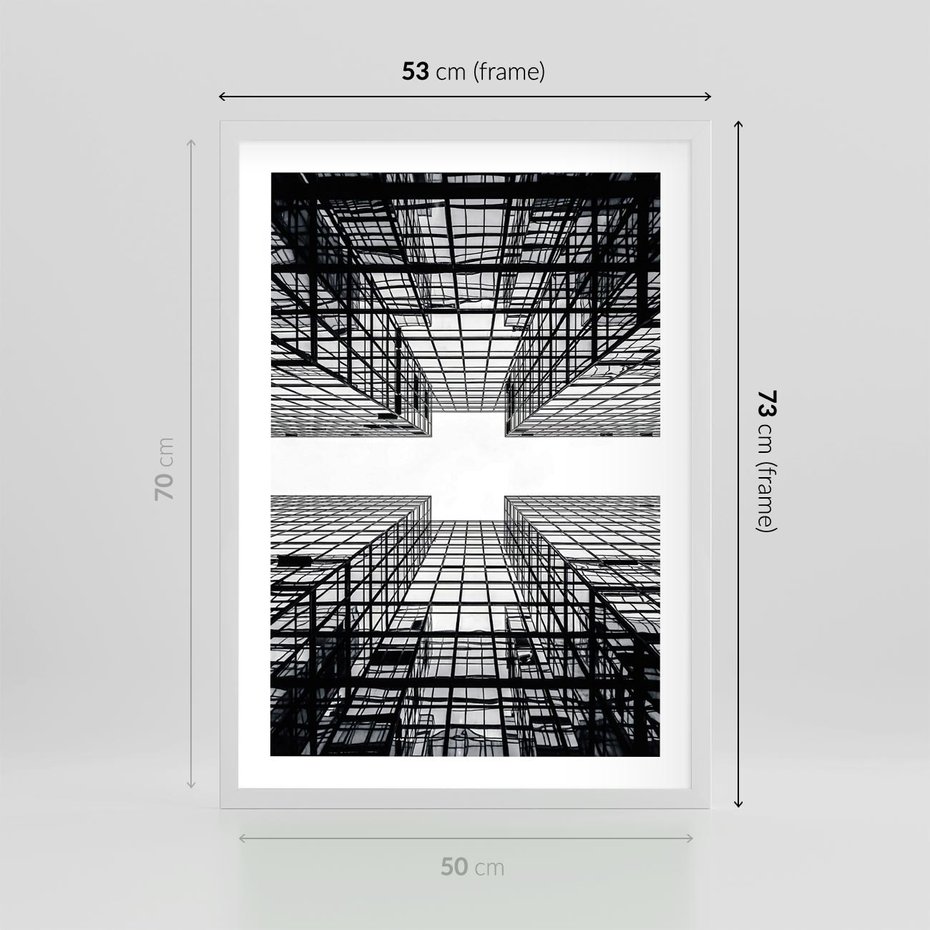 Plakat w ramie 50x70 - Czar i Wielkość - wieżowce, architektura - rama biała