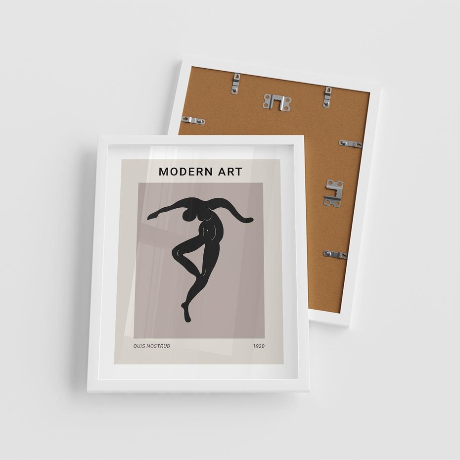 Plakat w ramie 40x50 - Modernistyczna Wizja - plakat modern, czarna postać - rama biała