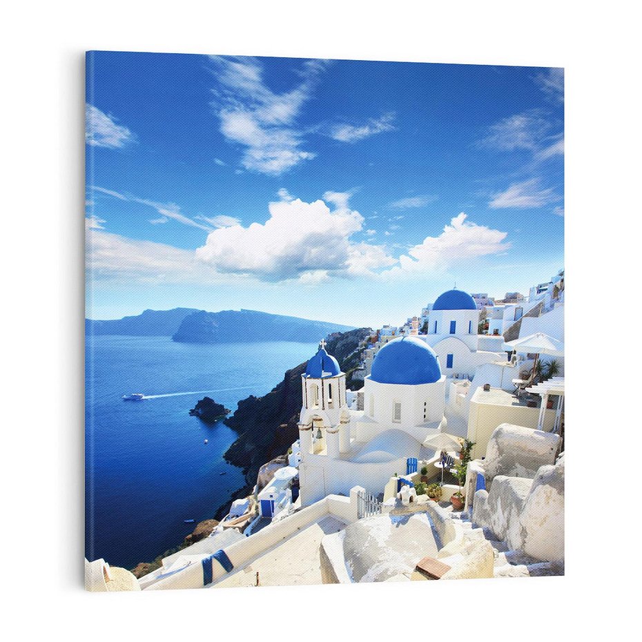 Obraz na płótnie 50x50 - Magiczne Widoki - Santorini, perspektywa