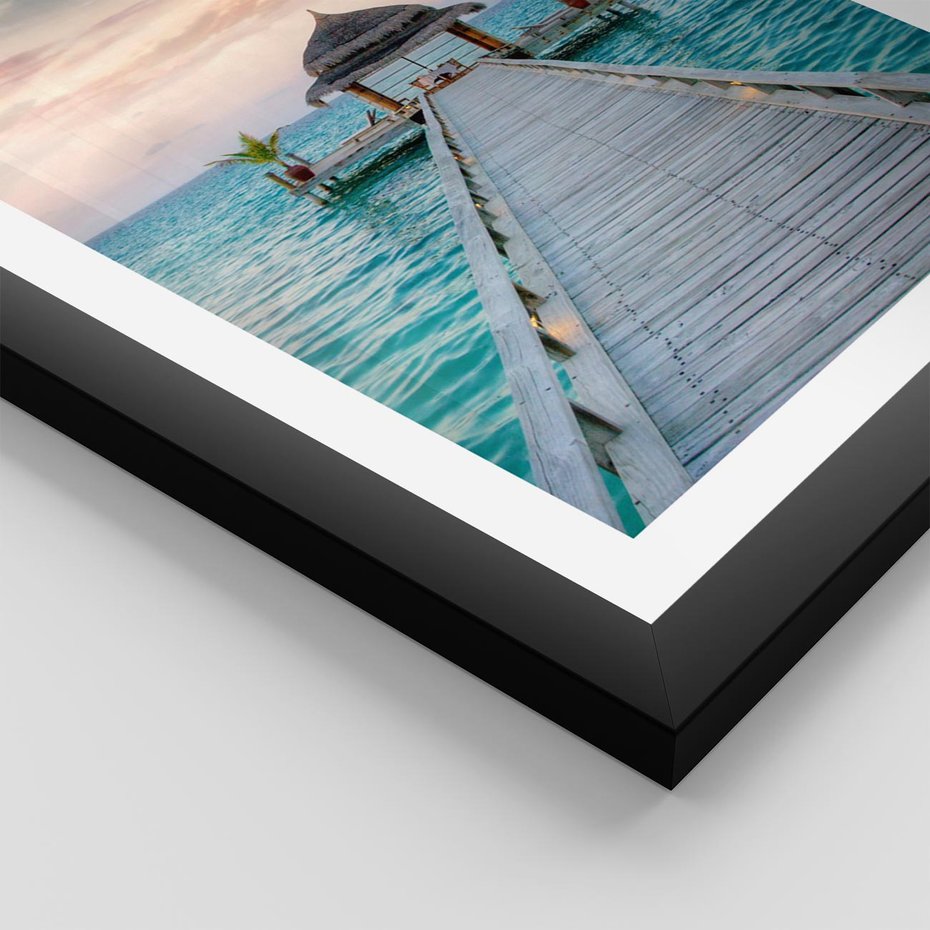 Plakat w ramie 30x40 - Morski Pomost - morze, pomost - rama czarna