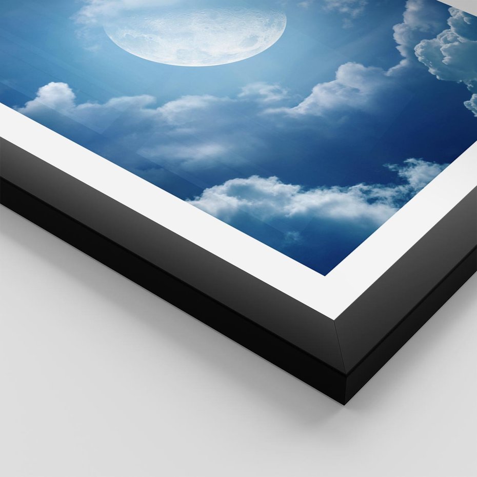 Plakat w ramie 40x50 - Księżycowe Chmury - księżyc, chmury - rama czarna