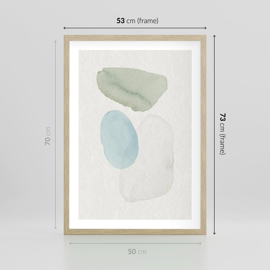 Plakat w ramie 50x70 - Akwarelowa Symfonia Natury - abstrakcyjne delikatne plamy, akwarelowe - rama drewno