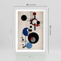 Plakat w ramie 50x70 - Rozkwitające Wibracje Wyobraźni - abstrakcyjna geometryczna kompozycja, koła linie - rama biała