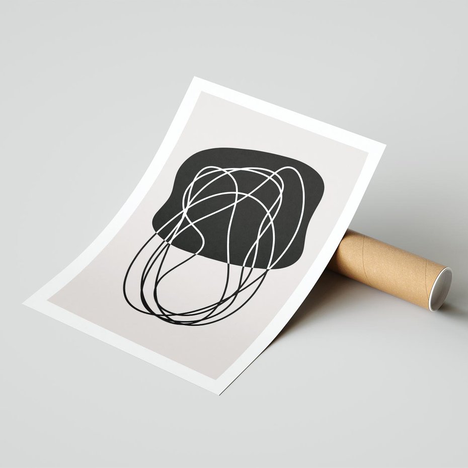 Plakat bez ramy 21x30 - Abstrakcyjne Harmonie - abstrakcyjne szkicowane linie, minimalizm