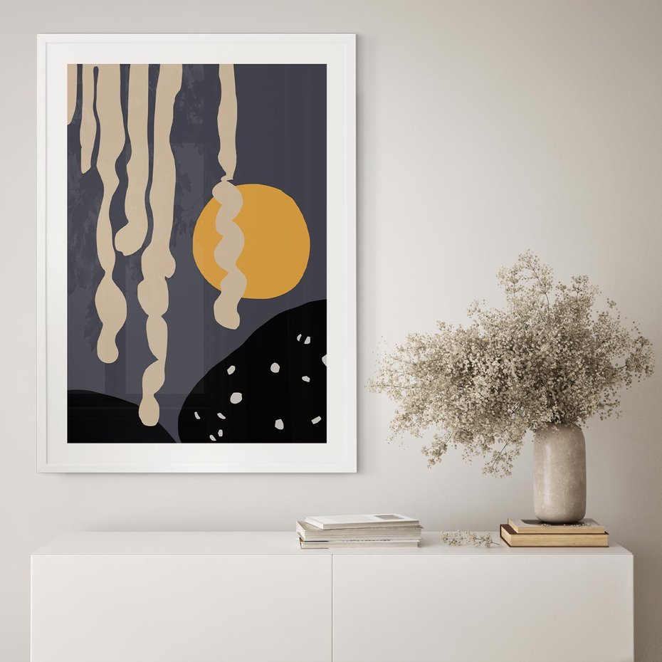 Plakat w ramie 40x50 - Intrygujący Mrok - ciemny, mroczny plakat - rama biała