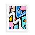 Plakat w ramie 50x70 - Komiksowe Formy - abstrakcyjne formy, komiksowy styl - rama biała