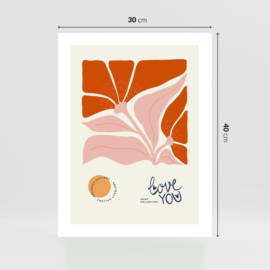 Plakat bez ramy 30x40 - Miłość w Kwiatowym Sercu - kwiaty, miłość