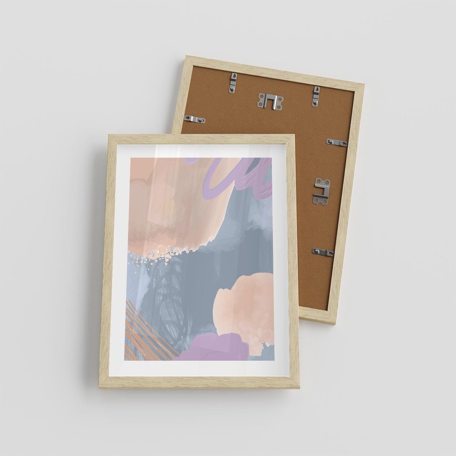 Plakat w ramie 30x40 - Rozmyte Akwarelowe Marzenia - abstrakcyjne akwarelowe plamy, pastele - rama drewno