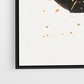 Obraz w ramie 70x100 - Wibracje Kolorów - abstrakcyjna czarna plama, rozsiane pomarańczowe kropki - rama czarna