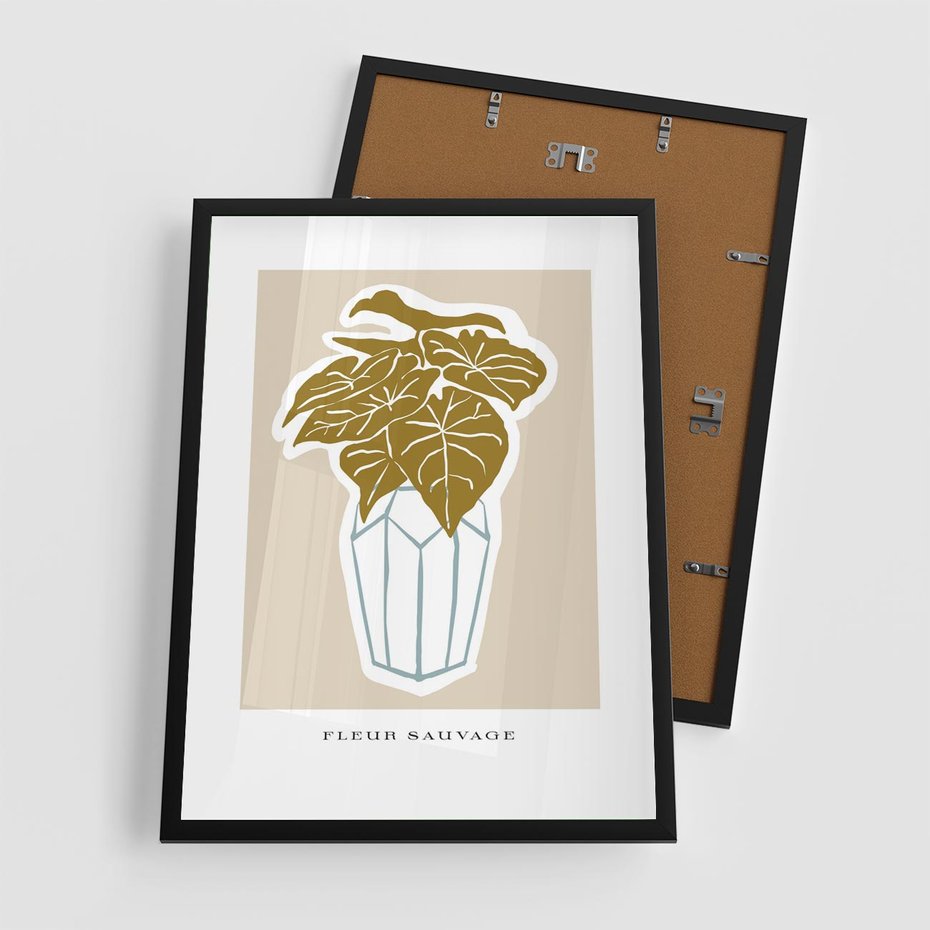 Plakat w ramie 50x70 - Rytmy Nowych Wizji - abstrakcyjne liście, tropikalne w wazonie - rama czarna