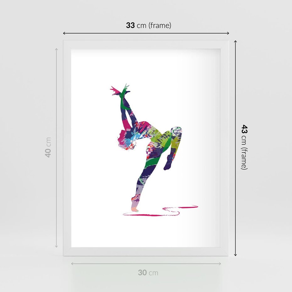 Plakat w ramie 30x40 - Taniec w akwareli - taniec, akwarela - rama biała