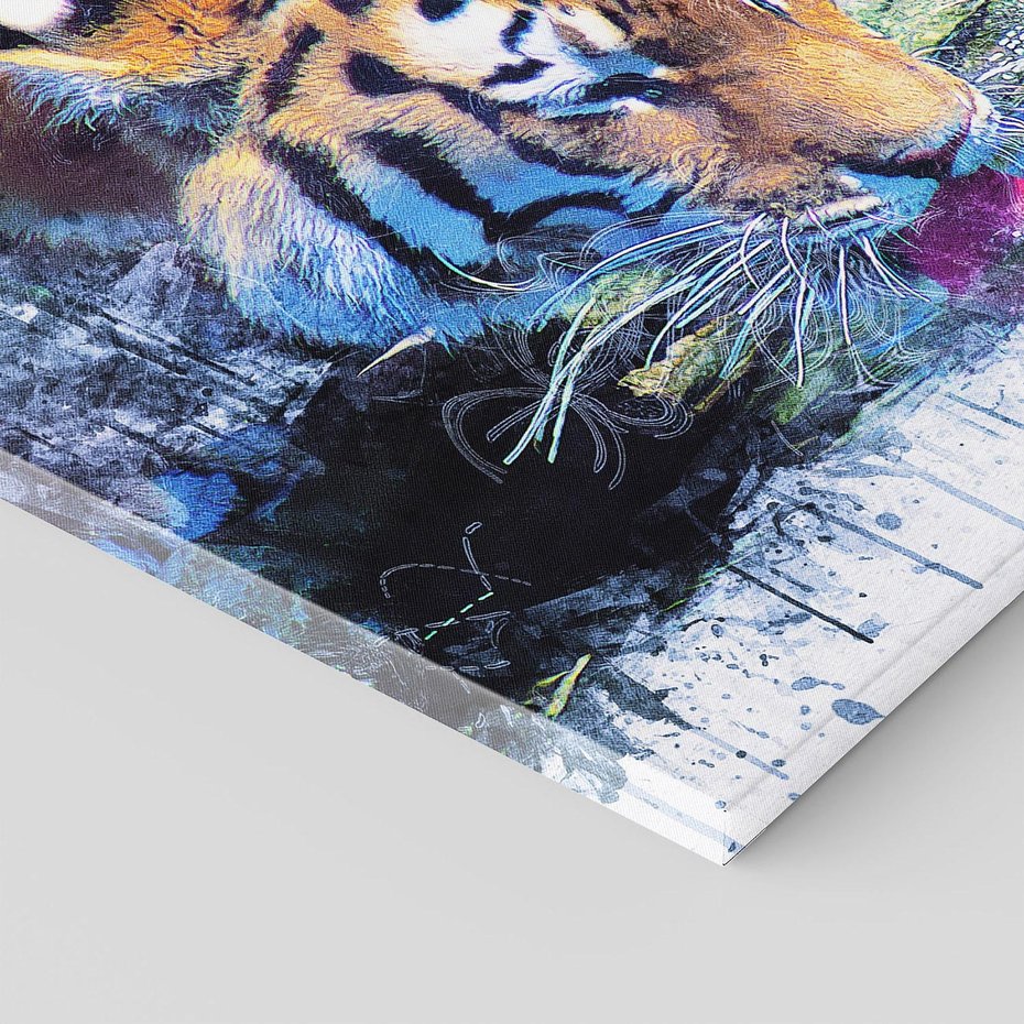 Obraz na płótnie 30x30 - Tygrys w abstrakcyjnym tańcu - tygrys, sztuka