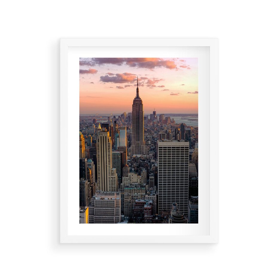 Plakat w ramie 30x40 - Nowojorskie Wieżowce - Nowy York, wieżowce - rama biała