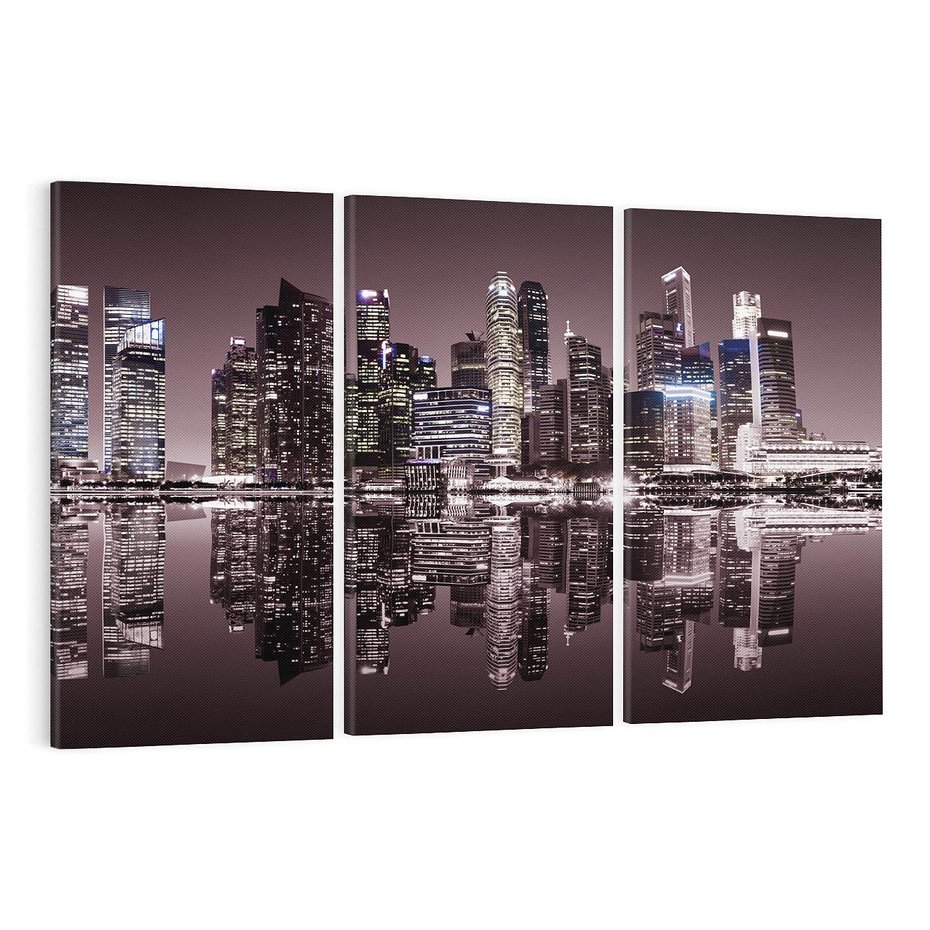 Obraz na płótnie 120x80 - Miejskie światła ożywiające nocne niebos - Singapur, miasto