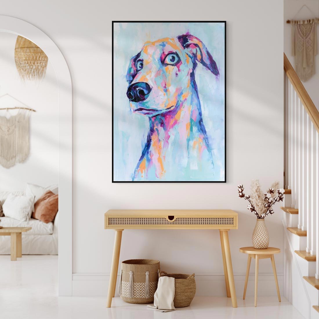 Obraz w ramie 70x100 - Cześć! Jak się Masz? - obraz olejny, zabawna sztuka - rama czarna