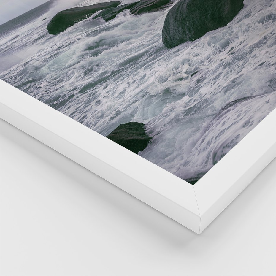 Zestaw obrazy w ramie 30x40 galeria - Morze, fale, latarnia, morska, zachód - rama biała