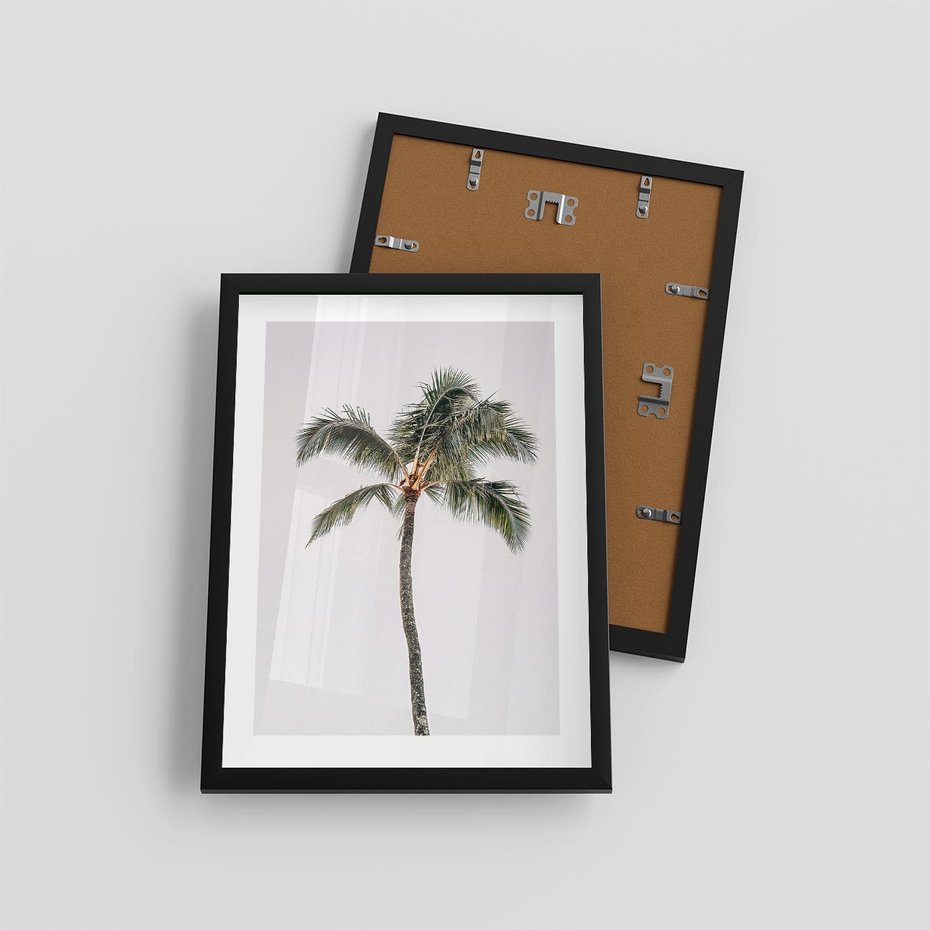 Plakat w ramie 30x40 - Wakacyjne Marzenia - palma na tle nieba - rama czarna